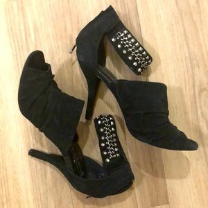 Steve Madden Studded Spiked Black Suede Heels 10!
